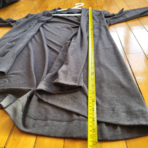 Simons Contemporaine Draped Open Front Neutral Charcoal Gray Cardigan XL - Picture 5 of 6